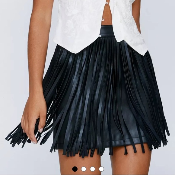 Nasty Gal Premium Faux Leather Fringe Mini Skirt - Picture 2 of 4